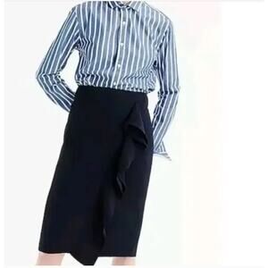 J. Crew Ruffle Pencil Skirt in 365 Crepe Size 8 in Black New NWT